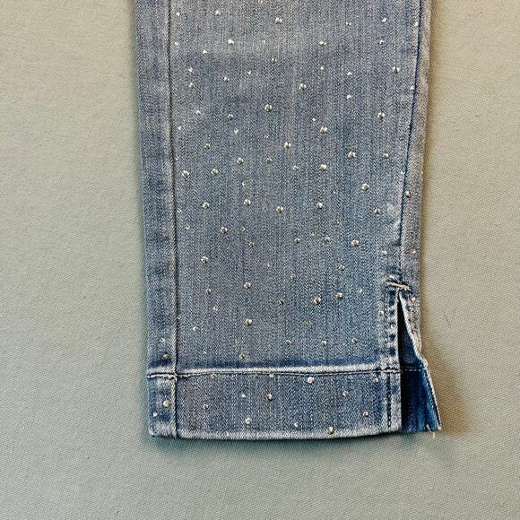 Y2K Cache Jeans All Over Rhinestone Studded Bling Vintage Denim Cropped Capri 6 - Picture 6 of 9
